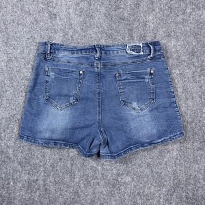 One 5one Denim Shorts Womens 12 Blue Geometric Side Panels Medium Wash